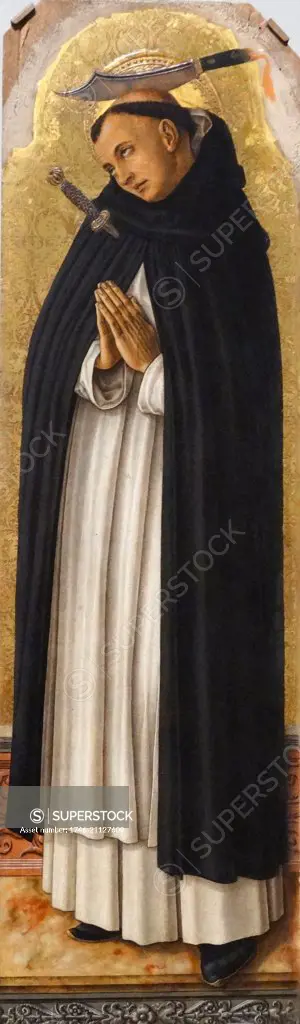 Portrait of Saint Peter Martyr by Carol Crivelli (1430-1495) an Italian Renaissance painter of conservative Late Gothic decorative sensibility. Dated 15th Century