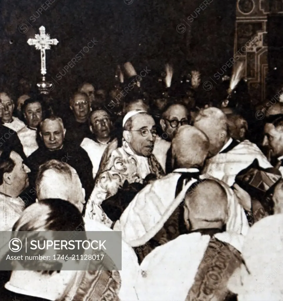 Photographic print of the ninth anniversary of the coronation of Pope Pius XII (1876-1958) at the Vatican. Dated 20th Century