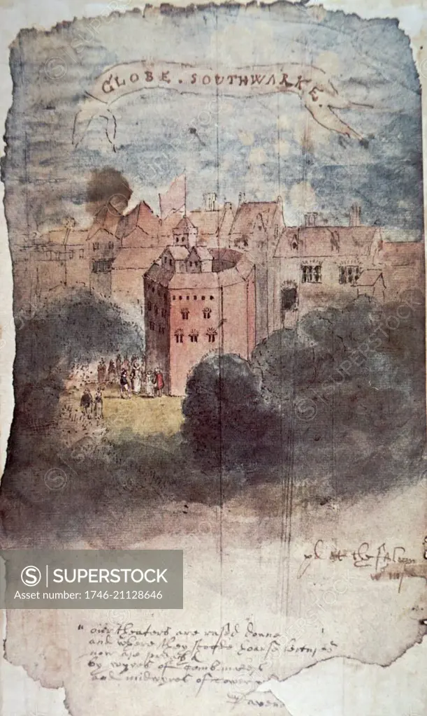 Painting of the Globe Theatre in London. Dated 16th Century