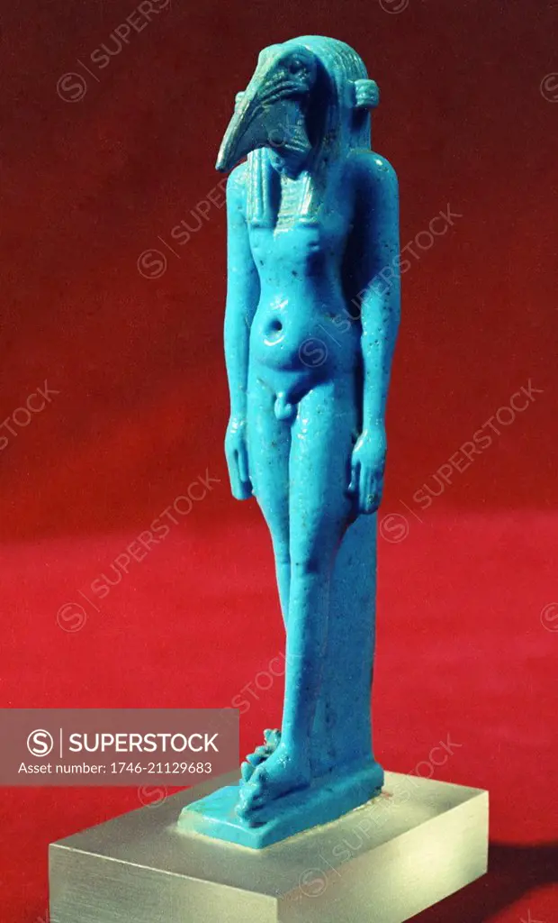 Thoth. The Egyptian god of literature and writing. Blue faience.