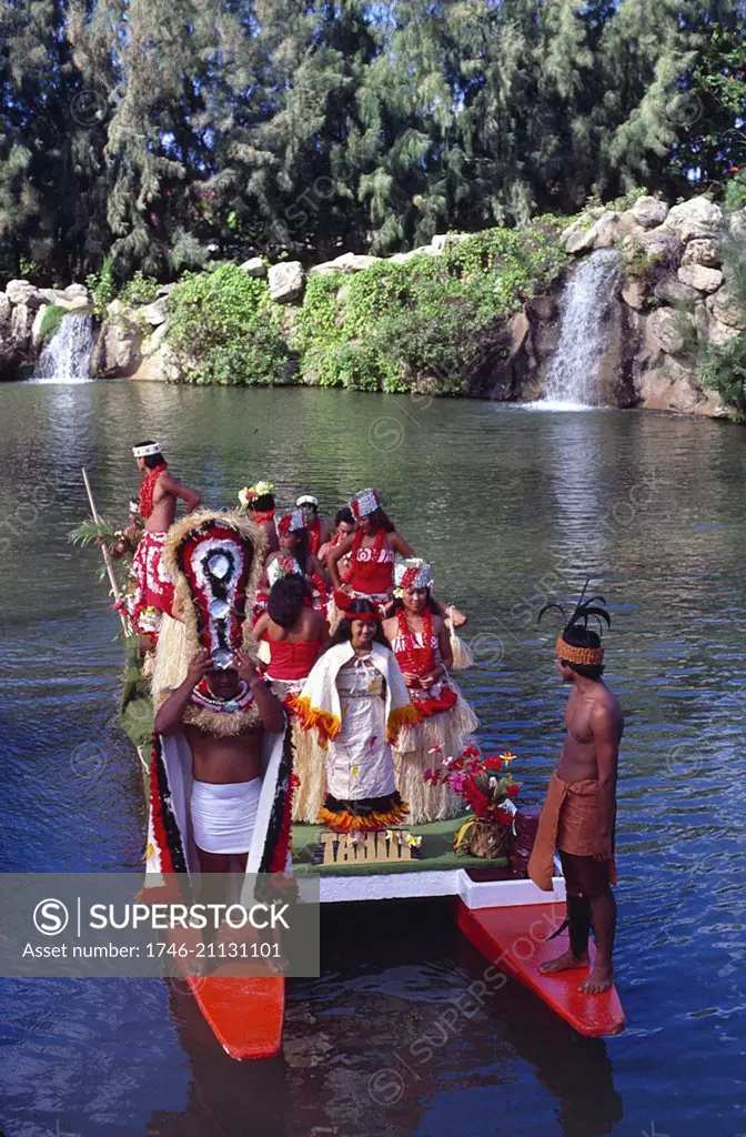 Long Boat Ceremony, Polynesian Cultural Centre, Oahu, Hawaii, USA, 1979.