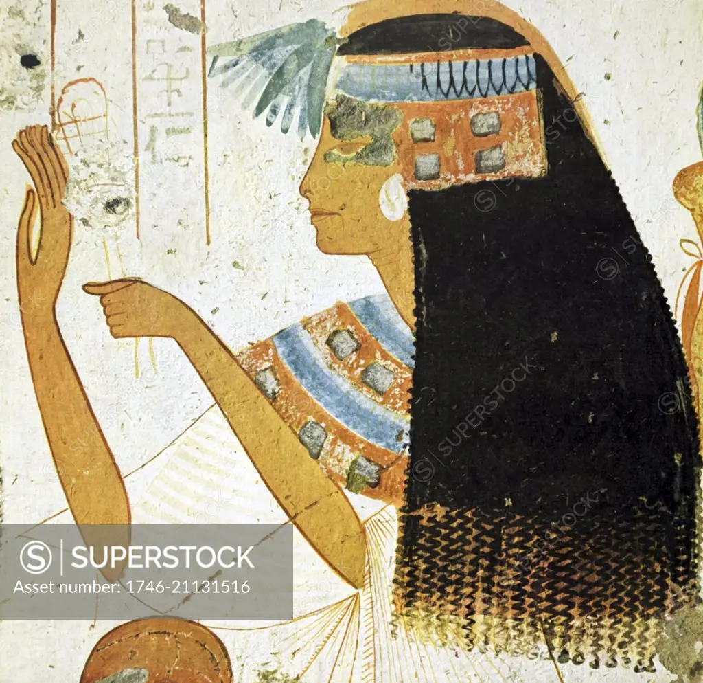 Egyptian tomb wall painting from Thebes, Luxor. Dated 11th Century BC