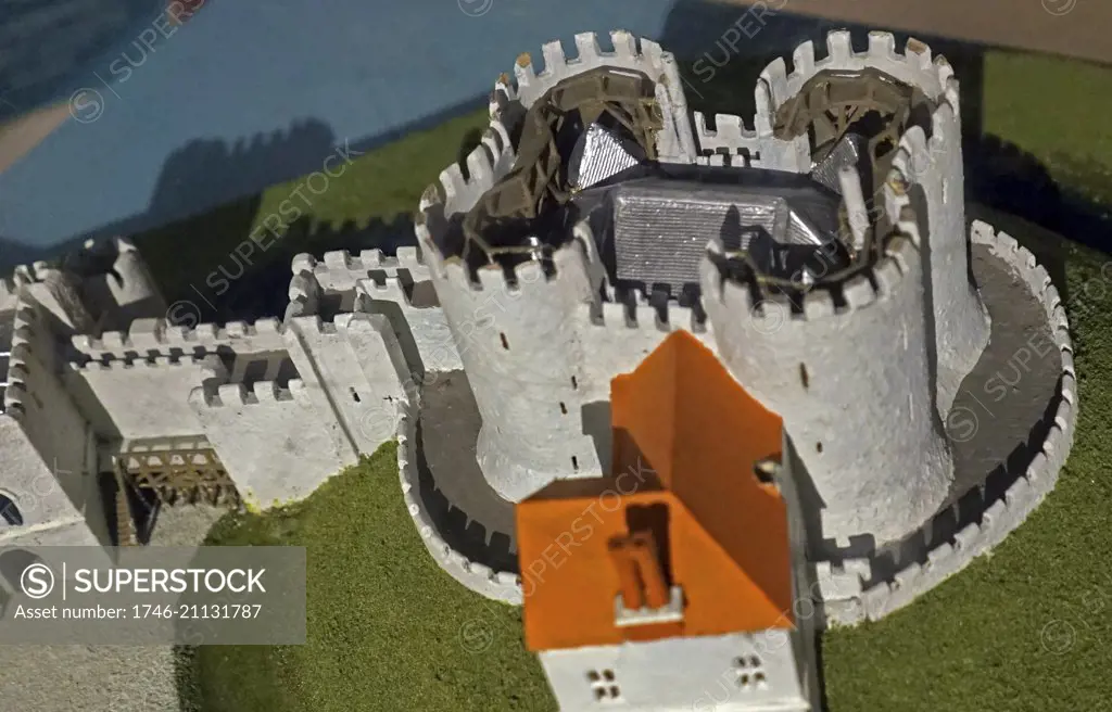 reconstructed model of Dudley Castle, a ruined 12th century, medieval fortification in the town of Dudley, West Midlands, England.