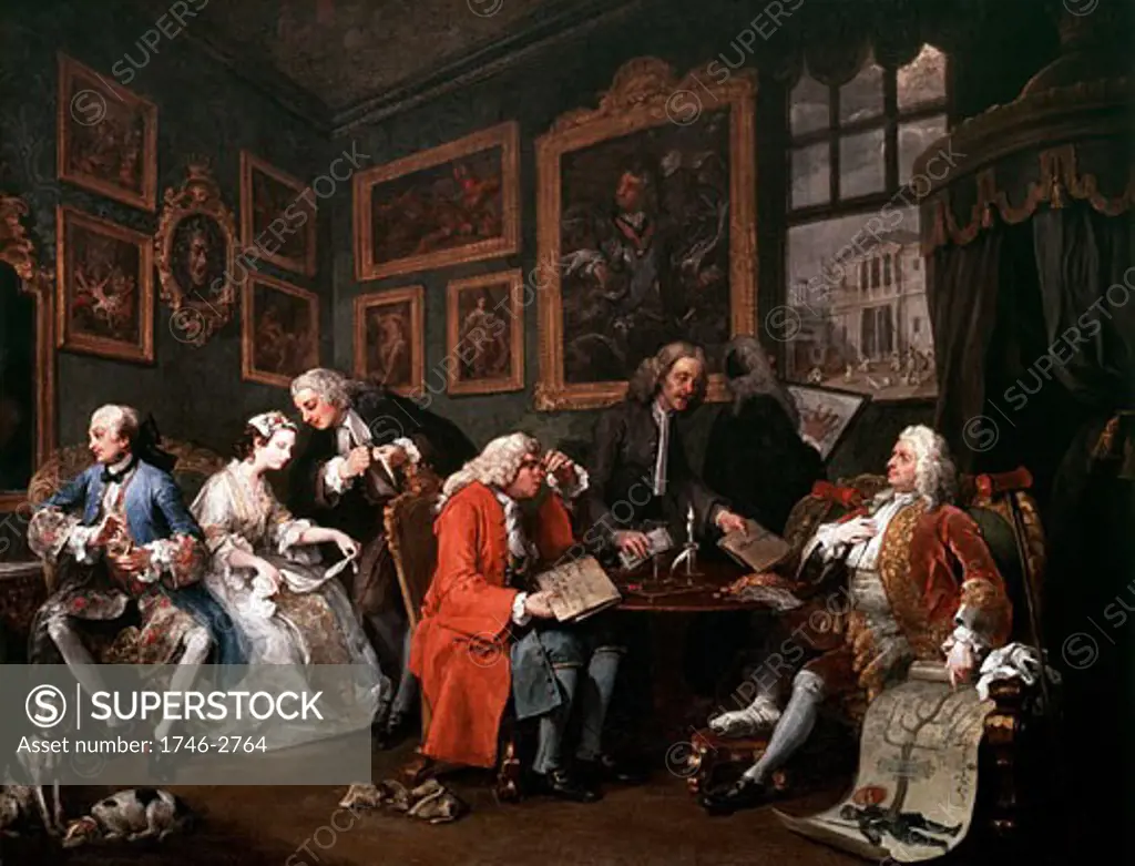 Marriage a la mode: The Marriage Settlement, 1743, William Hogarth, (1697-1764/British), National Gallery, London, England