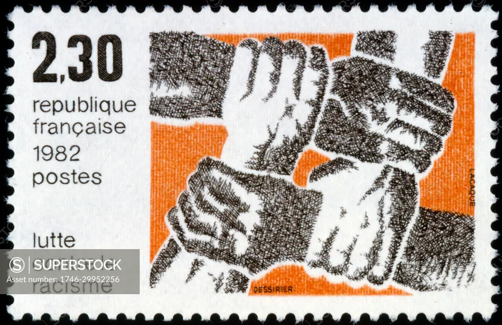 French postage stamp celebrating anti-racism in France 1982