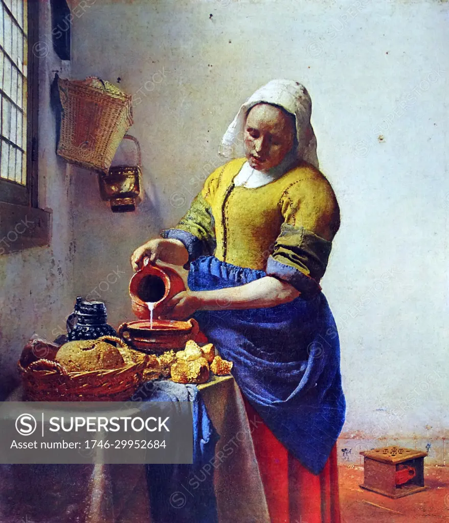 The Milkmaid by Johannes Vermeer c. 1657 1658. Oil Paint on Canvas