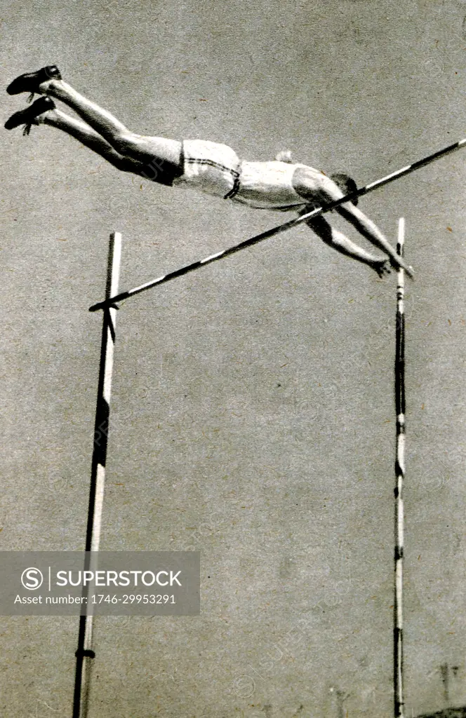 Photograph of William Waring 'Bill' Miller (1912 - 2008) gold medallist in the 1932 Olympic Pole Vaulting. Miller set a personal best to win vaulting 4.31 meters. 