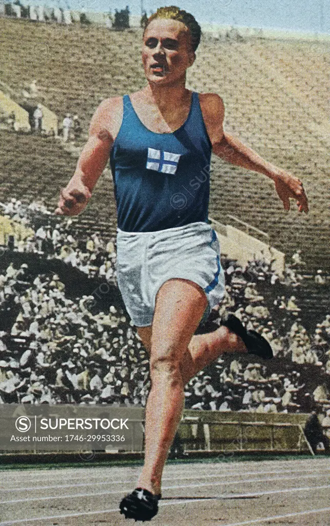 Photograph of Akilles "Aki" Eero Johannes Järvinen (1905 - 1943) a Finish Decathlete during the 1932 Olympic games. 