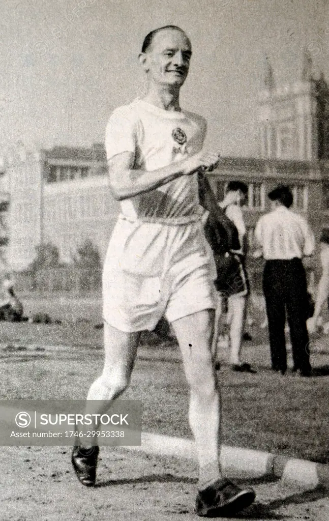 Photograph of Thomas William Green (1894 - 1975) a British race walker during the 1932 Olympic games. Tom won a gold medal in the first ever men's 50km walk.