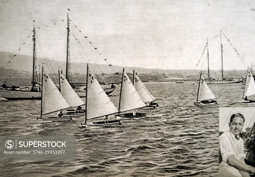 Photograph of the S Class sailing and Edgar Behr at the 1932 Olympic games. 