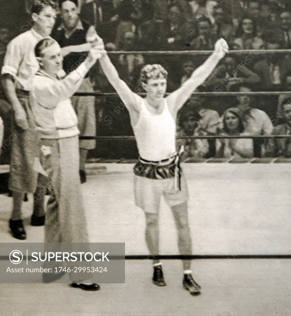 Photograph of Werner Spannagel (1909 - 1943) from Germany at the 1932 Olympic games. Werner was eliminated in the quarter-finals of the flyweight class