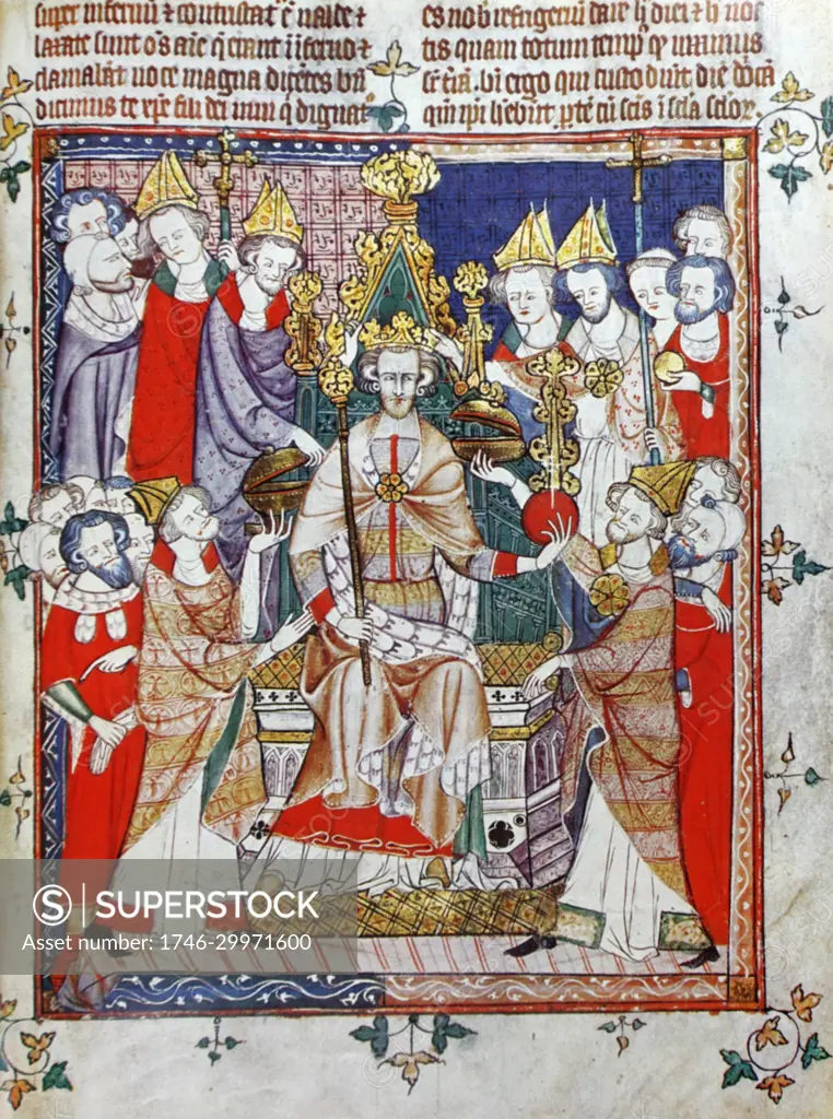 Coronation of King William I (c. 1028 - 1087), known as William the Conqueror and William the Bastard, he was the first Norman King of England, reigning from 1066 until his death in 1087.