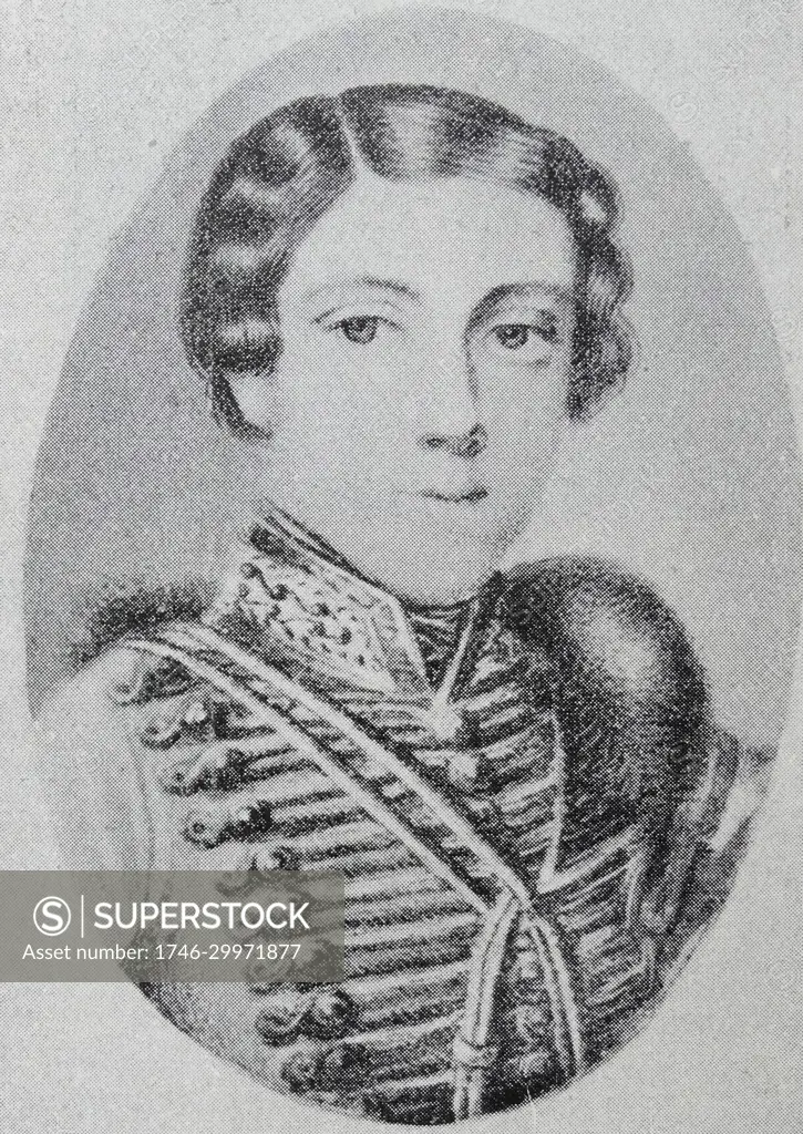 Francisco de Asis Maria Fernando de Borbon, (1864-1958): married her maternal first cousin, Don Antonio de Orleans y Borbon, Infante of Spain, Duke of Galliera. Miniature of the time. This portrait was presented for the first time to Isabel II by her teacher Ventosa