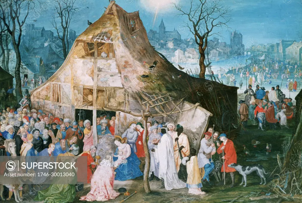 Painting by Jan Brueghel the Elder titled Adoration of the Kings