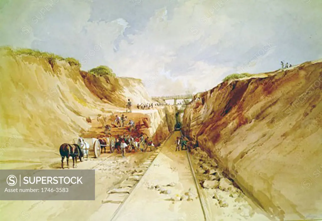 Construction of a Railway Line,  The Great Western Railway by George Childes,  1841