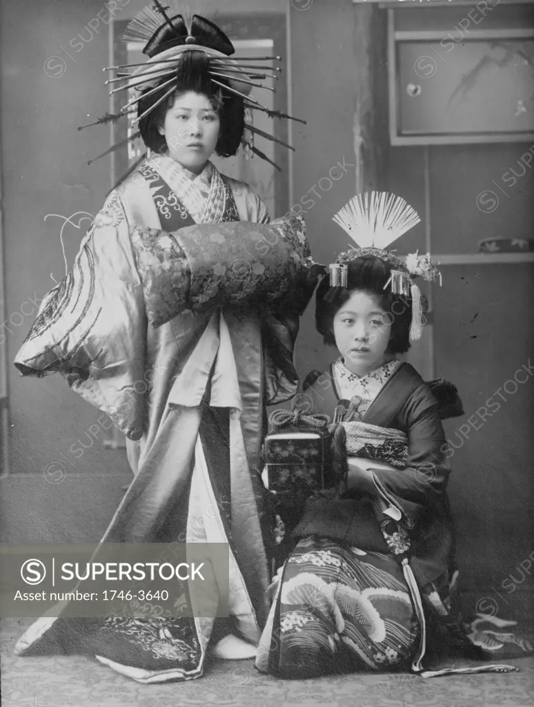 Two Geisha. Photograph late 19th century. Geisha, Japanese courtesans and entertainers in traditional dress.