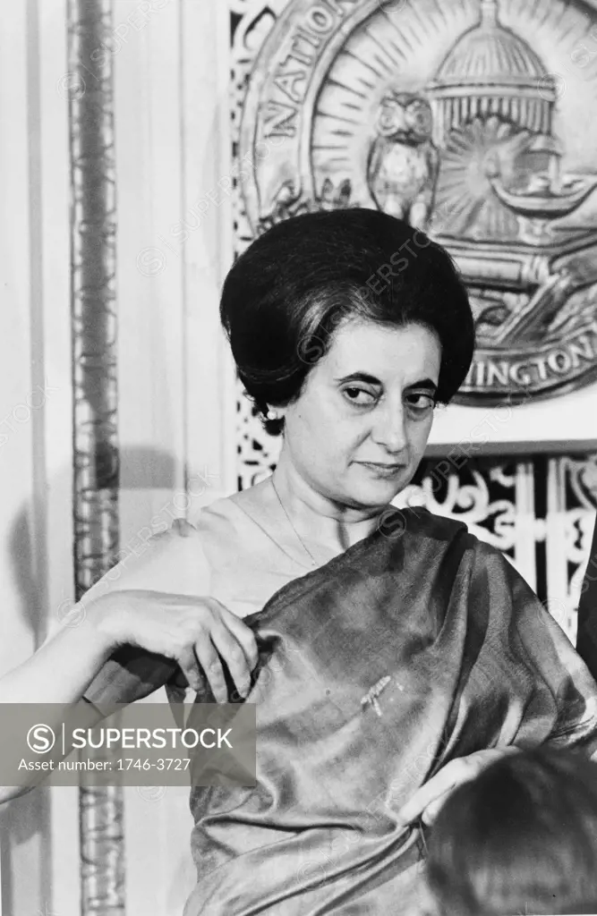 Indira Gandhi (1917-1984)  Prime Minister of India  1966-1977 and 1980-1984.  Indian politician.