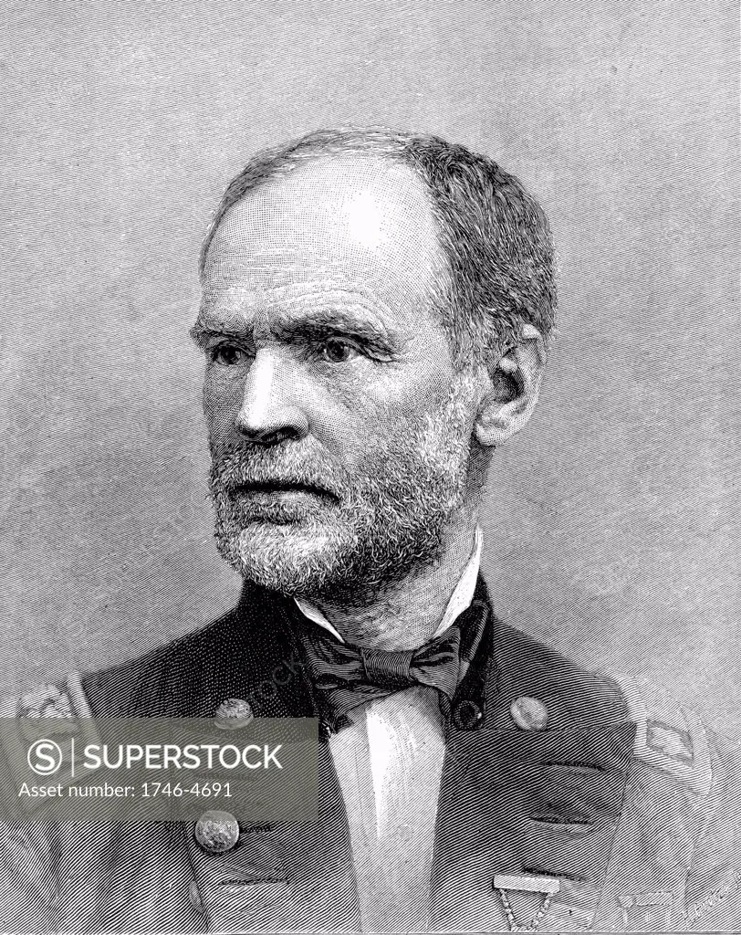 William Tecumseh Sherman (1820-1891) American soldier. In American Civil War 1861-65, one of the Unionist (northern) generals. Engraving