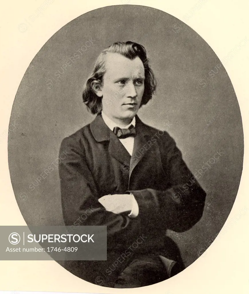 Johannes Brahms (1833-1897) German composer, as a young man. Halftone from a photograph.