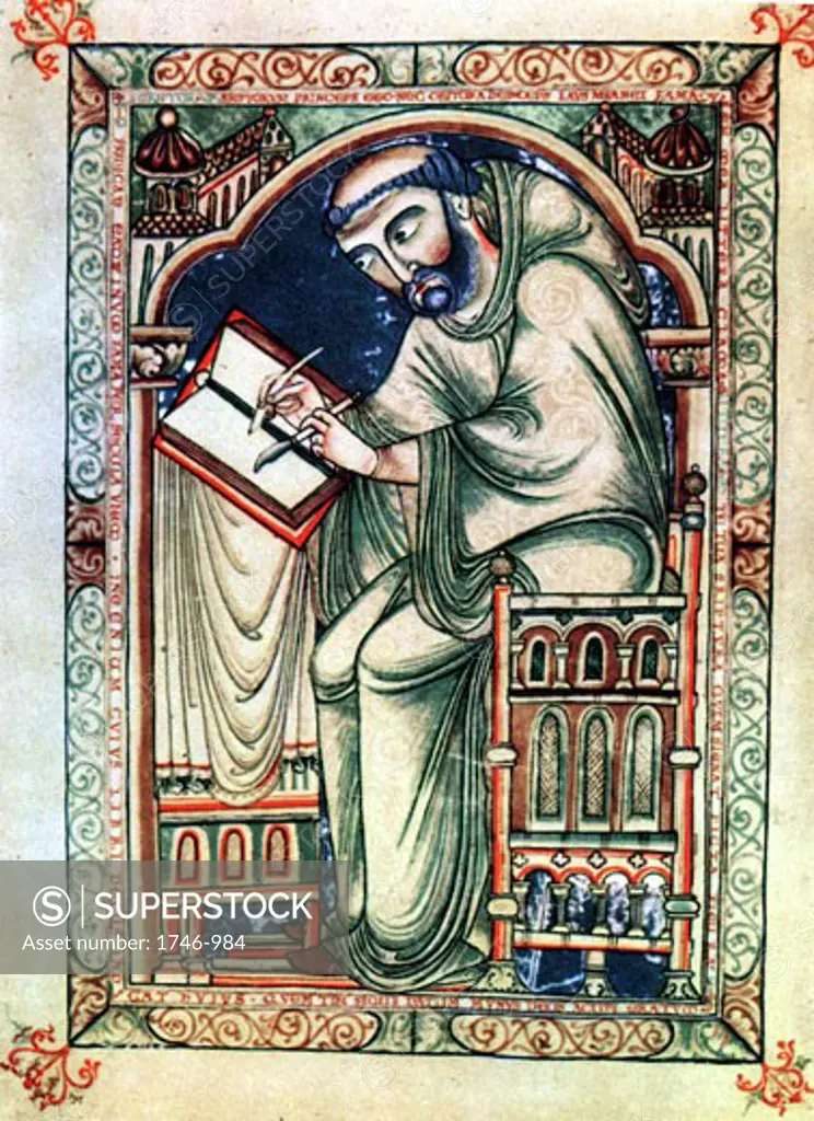 Eadwine the Scribe. From Psalter written at Christ Church, Canterbury about middle of 12th century by Eadwine, a monk of the house