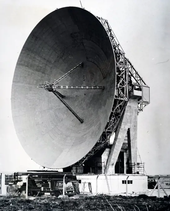 Photograph of the dish antenna used in the communications experiments with the Telstar Satellite located at Goonhilly Downs, England