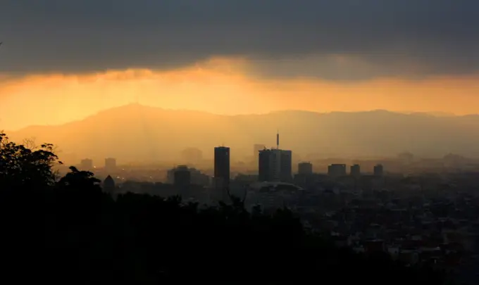 Skyline of Barcelona at sunset. Barcelona. Spain 2013