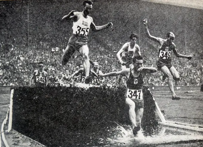 Photograph of athletes competing in the Olympic games. Dated 1946