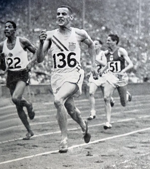 Photograph of athletes competing in the Olympic games. Dated 1946
