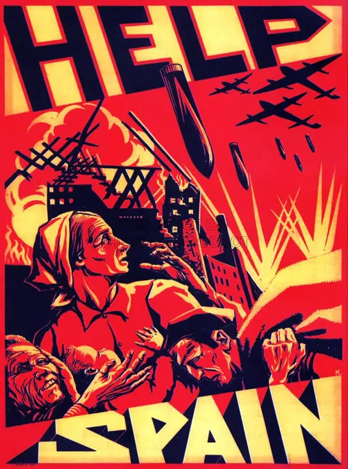 Republican propaganda poster during the Spanish Civil War 1936-1939