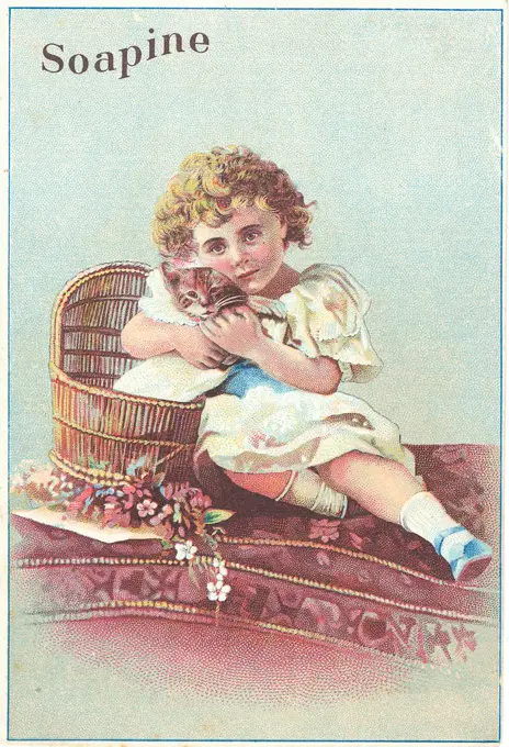 Colour poster advertising 'Soapine' household and laundry soap for the Kendall Mfg. Company. Dated 1891