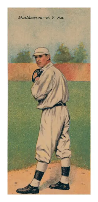 Christy Mathewson/Albert Bridwell, New York Giants, baseball card portrait.