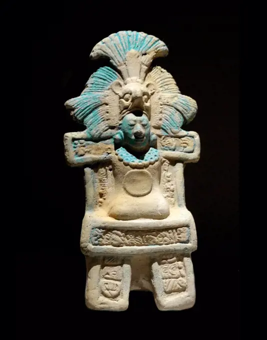 Mayan ceramic figurine of an enthroned noble or leader, from Yucatan, Mexico. 600-900AD