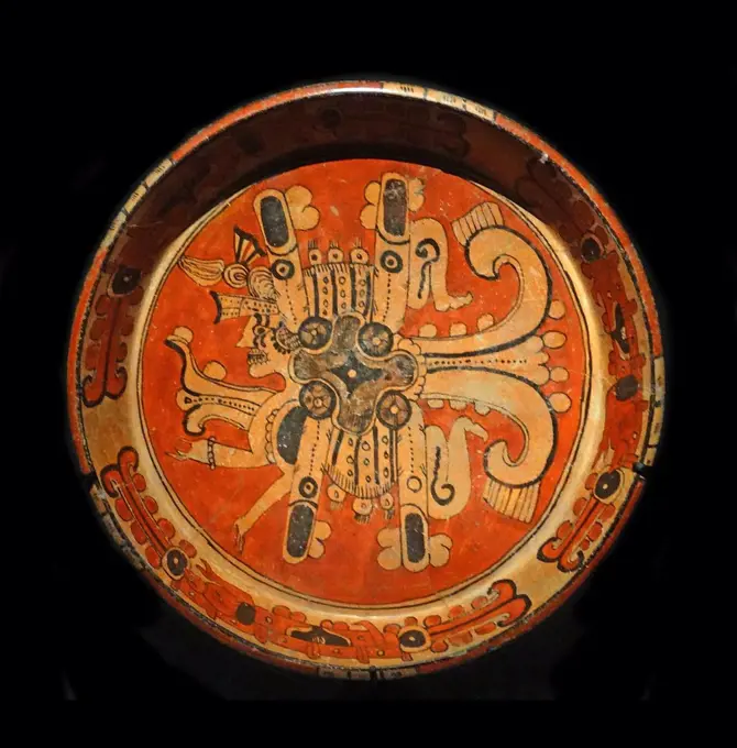 Mayan, ceramic plate with the sign of Venus Yucatan, Mexico. 600-900 AD.