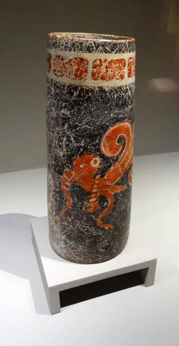 Mayan ceramic Vase, with embossed Glyphs 600-900 AD