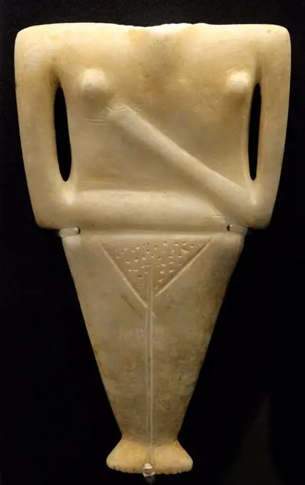 Marble figurine of a woman (Chalan driani type), Greek, Cycladic (Keros-Syros culture), 2400-2200 BC