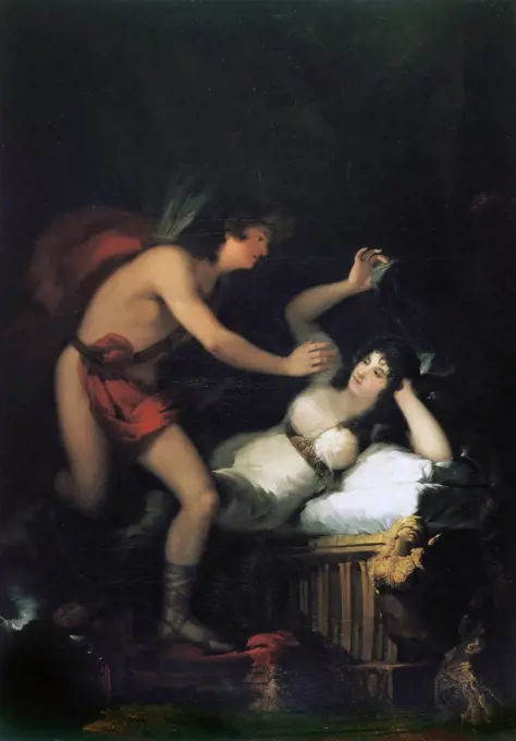 Painting titled 'Allegory of Love, Cupid and Psyche' by Francisco Goya (1746-1828) Spanish romantic painter and printmaker regarded as the last of the Old Masters. Dated 1800