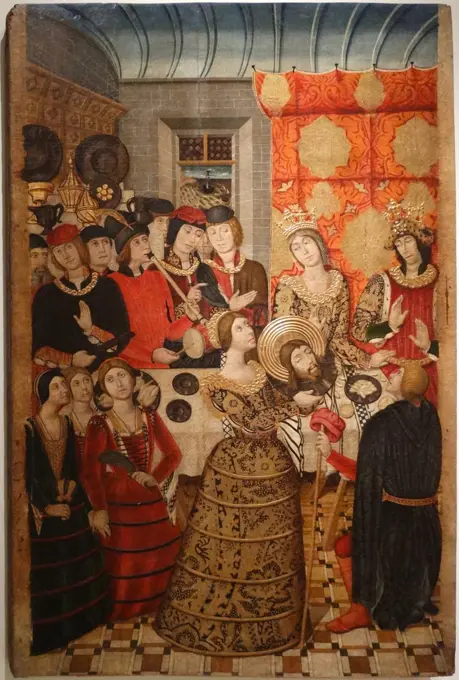 Painting depicting the Banquet of Herod by Pedro Garcia Benavarri, Catalan painter. Dated 15th Century