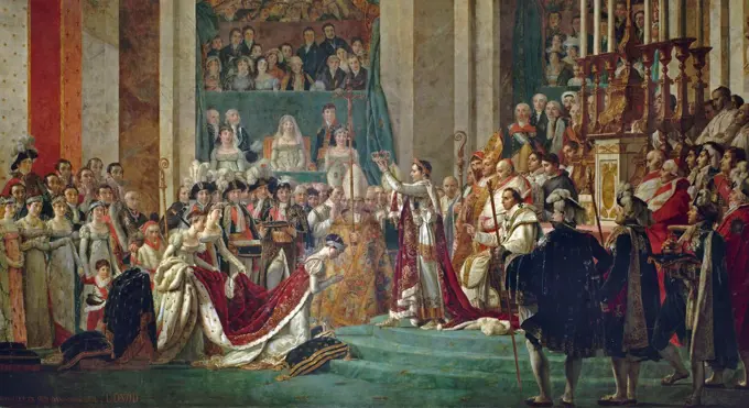 Consecration of the Emperor Napoleon I and Coronation of the Empress Josephine by Jacques-Louis David (1748-1825) French painter in the Neoclassical style, considered to be the preeminent painter of the era. Dated 1807