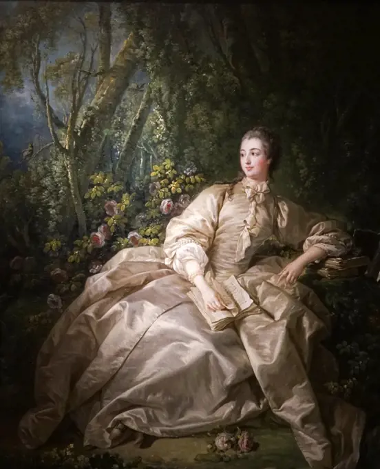 Painting titled Madame de Pompadour by François Boucher (1703-1770) a French painter of the Rococo Style. Dated 18th Century