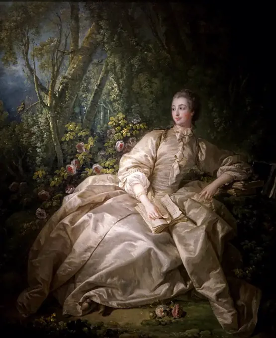 Painting titled Madame de Pompadour by François Boucher (1703-1770) a French painter of the Rococo Style. Dated 18th Century