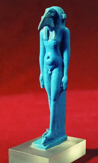 Thoth. The Egyptian god of literature and writing. Blue faience.