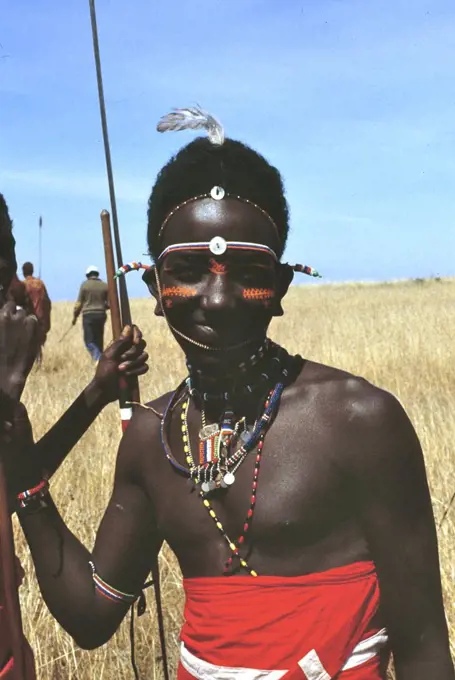 Young warrior ( Moran) of the Samburu tribe, Kenya, Africa. 1981