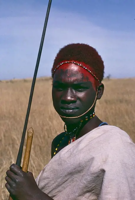 Young warriors (the Moran) of the Samburu tribe, Kenya, Africa. 1981