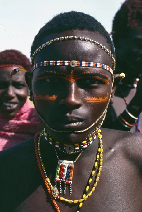 Young warriors (the Moran) of the Samburu tribe, Kenya, Africa. 1981.