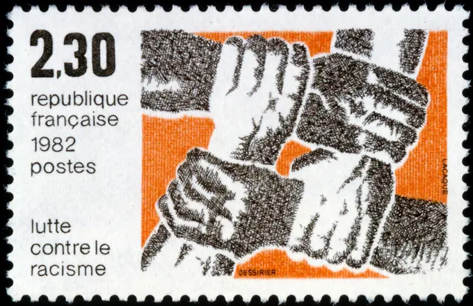 French postage stamp celebrating anti-racism in France 1982