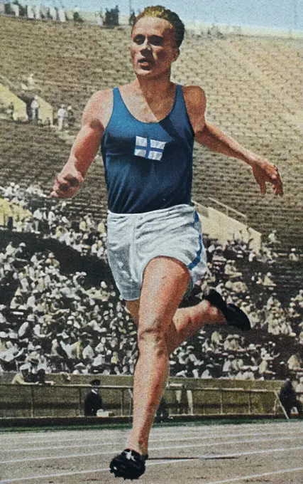 Photograph of Akilles "Aki" Eero Johannes Järvinen (1905 - 1943) a Finish Decathlete during the 1932 Olympic games. 