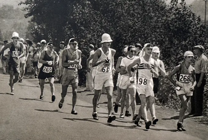 Photograph of Thomas William Green (1894 - 1975) a British race walker during the 1932 Olympic games. Tom won a gold medal in the first ever men's 50km walk.