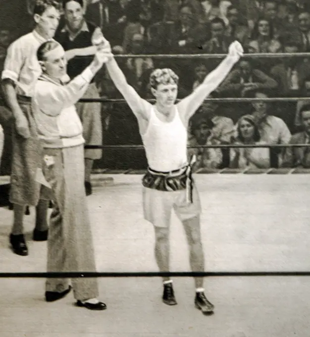 Photograph of Werner Spannagel (1909 - 1943) from Germany at the 1932 Olympic games. Werner was eliminated in the quarter-finals of the flyweight class