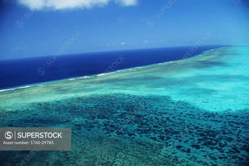 Micronesia, Palau, aerial of Babeldoap Islands and reef