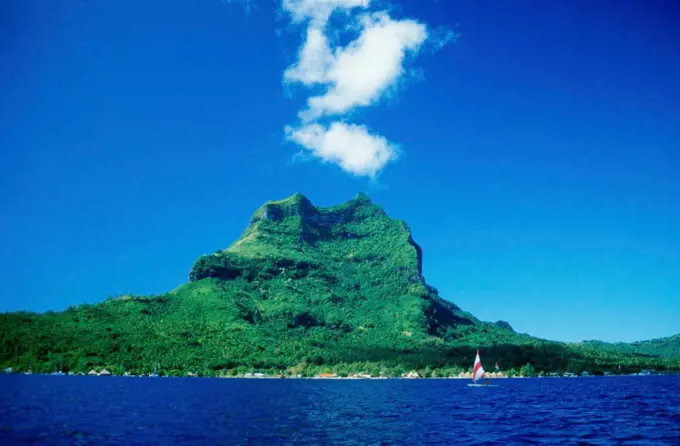 French Polynesia, Tahiti, Bora Bora, view from ocean